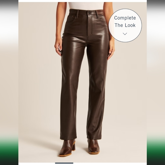 Abercrombie & Fitch size 28 Vegan Leather Brown Pants - Picture 3 of 9